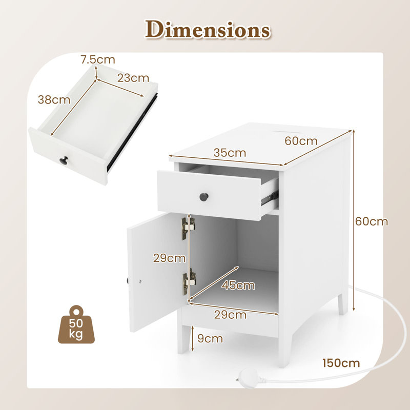 Asfiya End Table, White