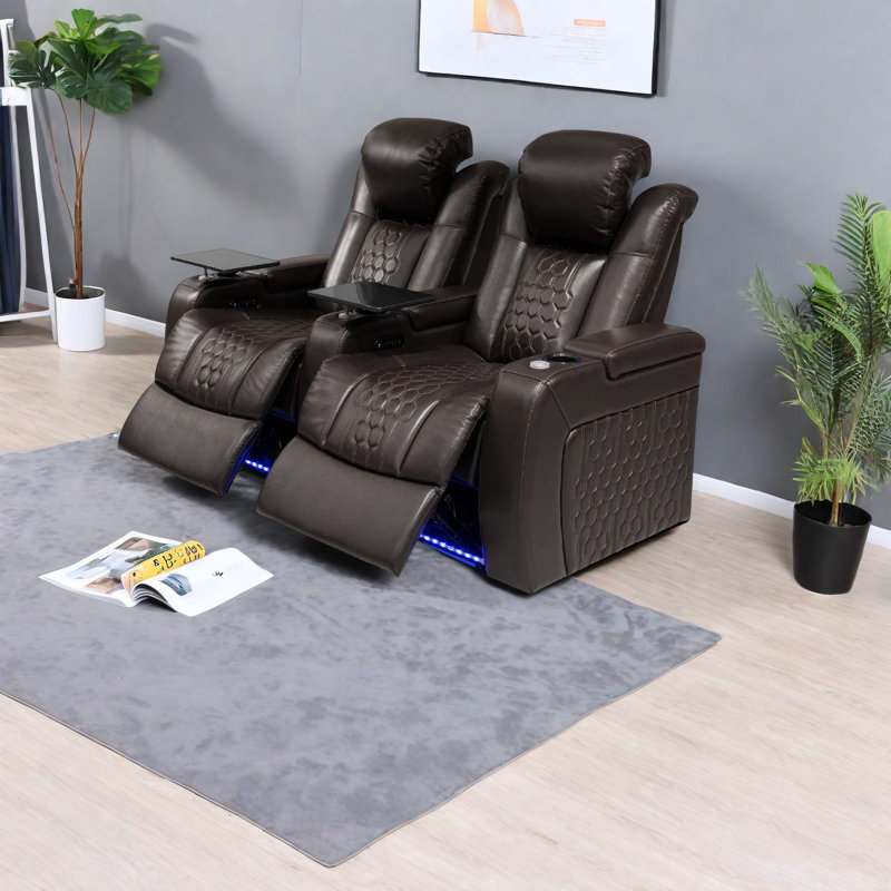 Fauteuil inclinable électrique réglable, cuir véritable avec rangement, cinéma maison moderne