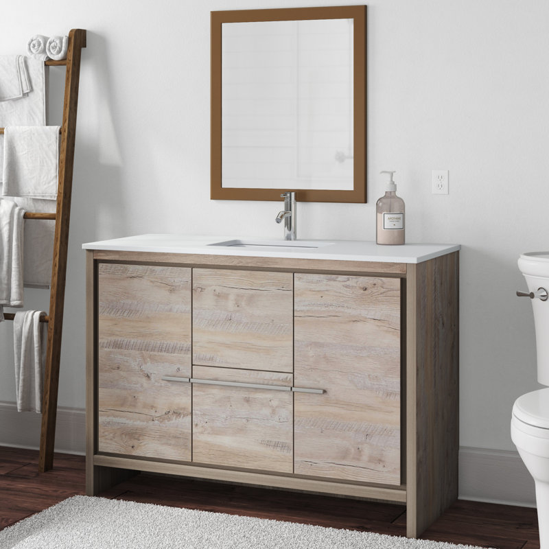 Meuble-lavabo simple Tulughan l 48 po x P 19,75 po x H 34,25 po, Bois naturel