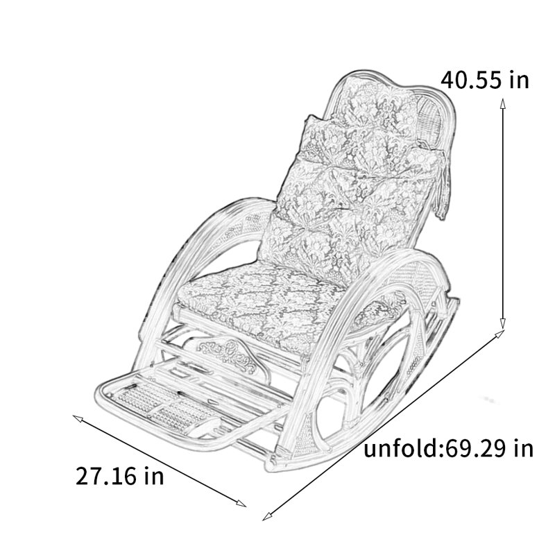 Chaise berçante confortable en rotin