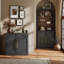Armoire modulaire Ranlo avec portes en bois à double arc - ébène-133629848
