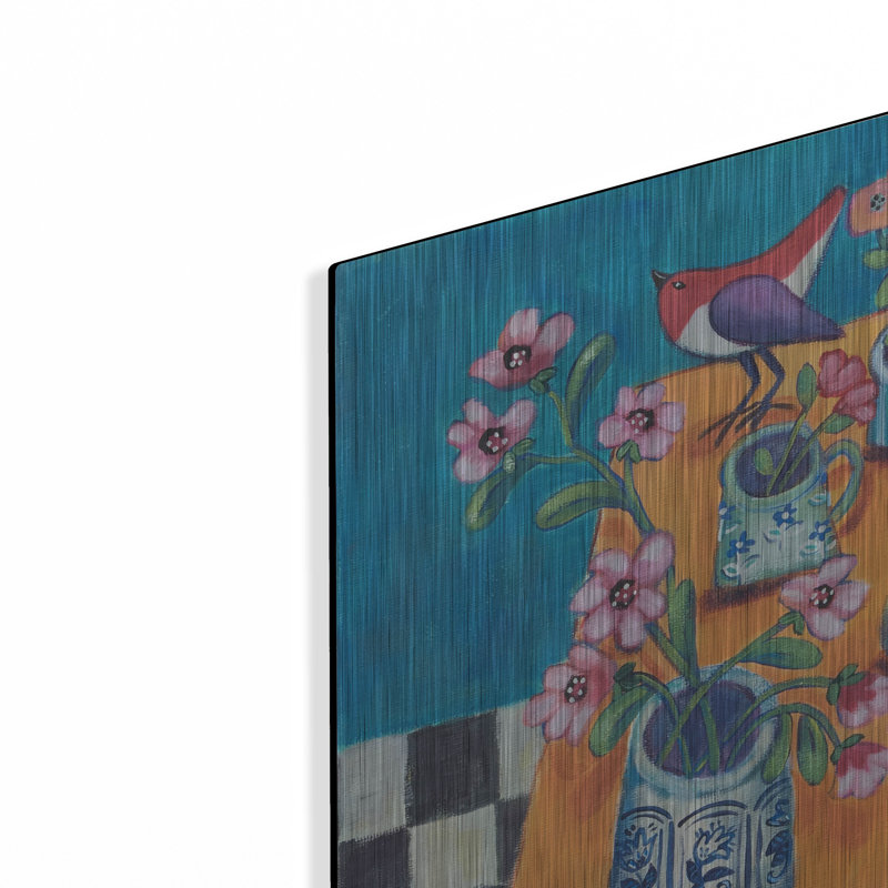 «This Table Has The Blues» par Holly Wojhan, art mural en métal, H 24 po x l 24 po