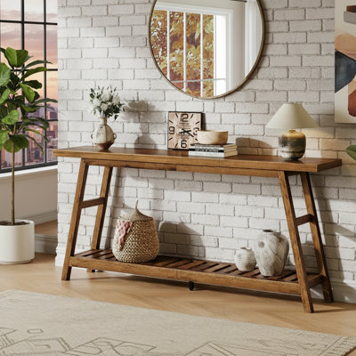 DoubleLayer Narrow Wooden Table Walnut Can Be Used As An Entryway Table Or Sofa Table Suitable For Living Room Entryway