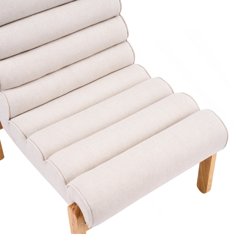 Chaise d'appoint rembourrée Fluffy, Coussin beige foncé / structure naturelle