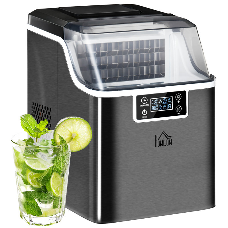 HOMCOM Ice Maker Machine Counter Top Ice Cube Maker, Black