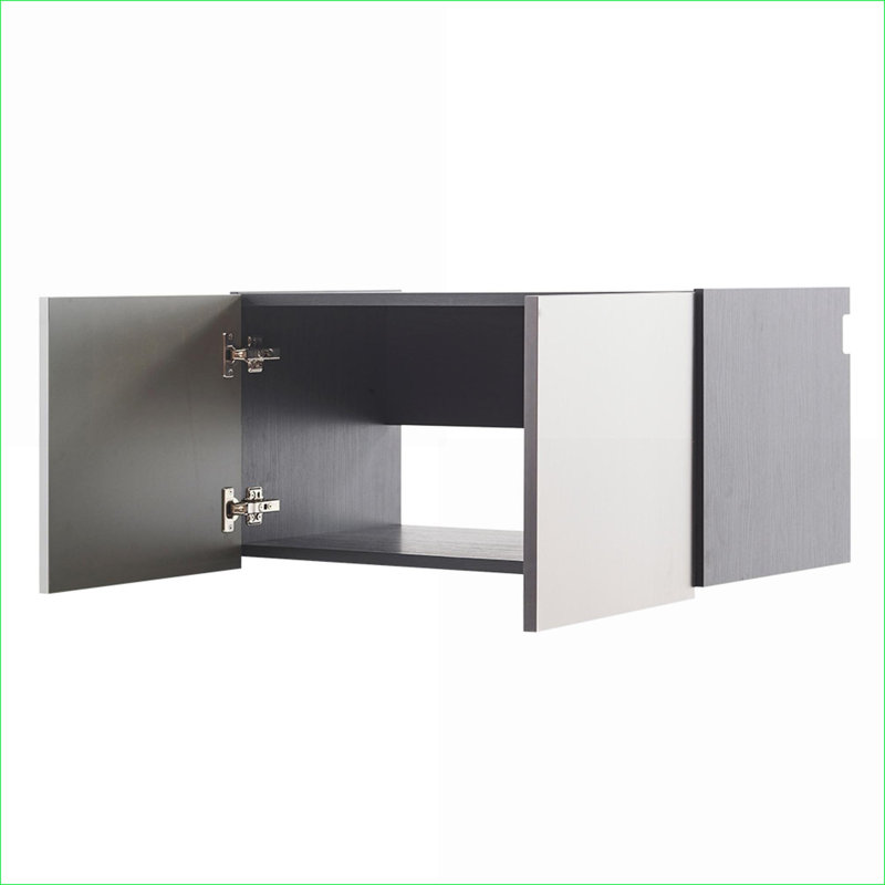 Armoires | Armoire de rangement murale moderne avec fermeture en douceur, rangement extra profond, écologique E0, finition gris ardoise métallique | Minimaliste | Bureau