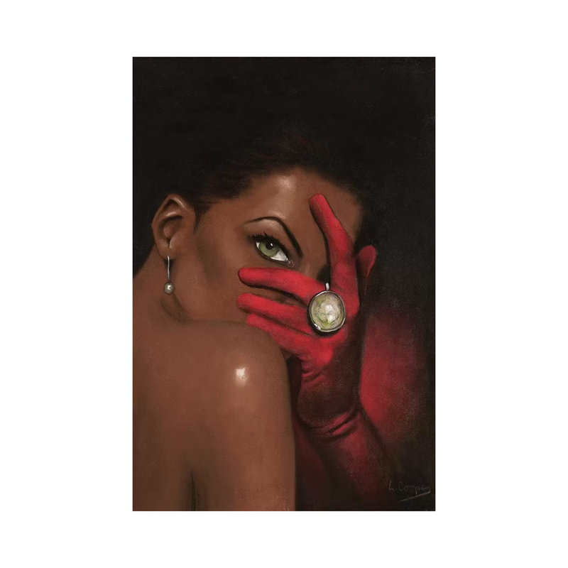 «Red Velvet» par Laurie Cooper - peinture sur toile tendue, H 12 po x l 8 po x P 0,75 po