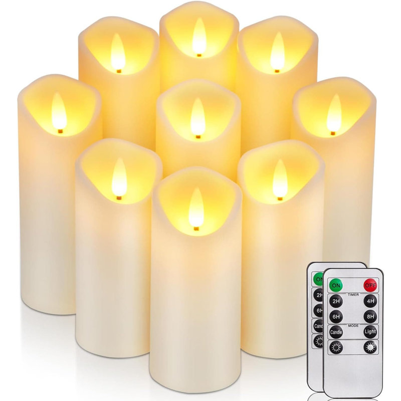 Flameless LED Candles - 9 Pack, Ivory Frosted Plastic, Battery-Operated with Remote Timers, Electric Fake (Won't Melt)
