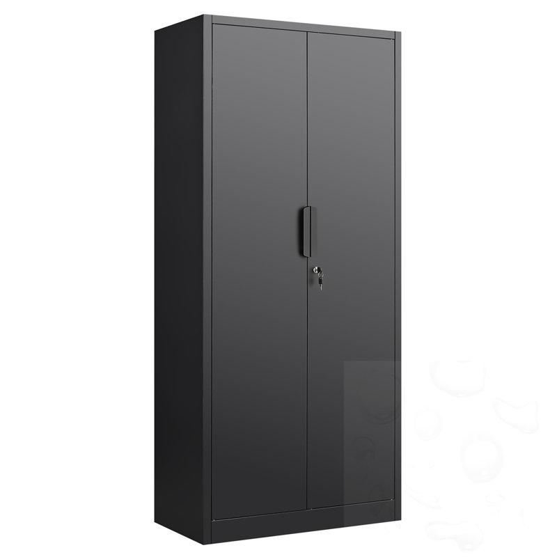2-Door File Cabinet with Lock and 4 Adjustable Shelves, Black