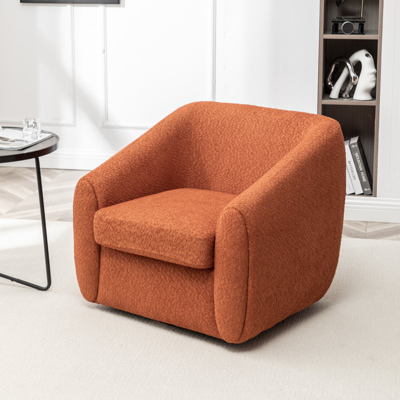 Shively 32'' Wide Upholstered Swivel Chair, Orange