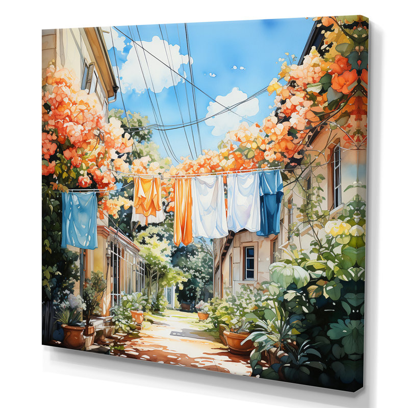 Laundry Day In Province III sur impression sur toile, Toile tendue, H 24 po x l 24 po x P 1 po