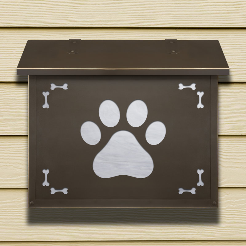 Boîte aux lettres murale Dog Paw, Bronze architectural, Blanc vaporeux