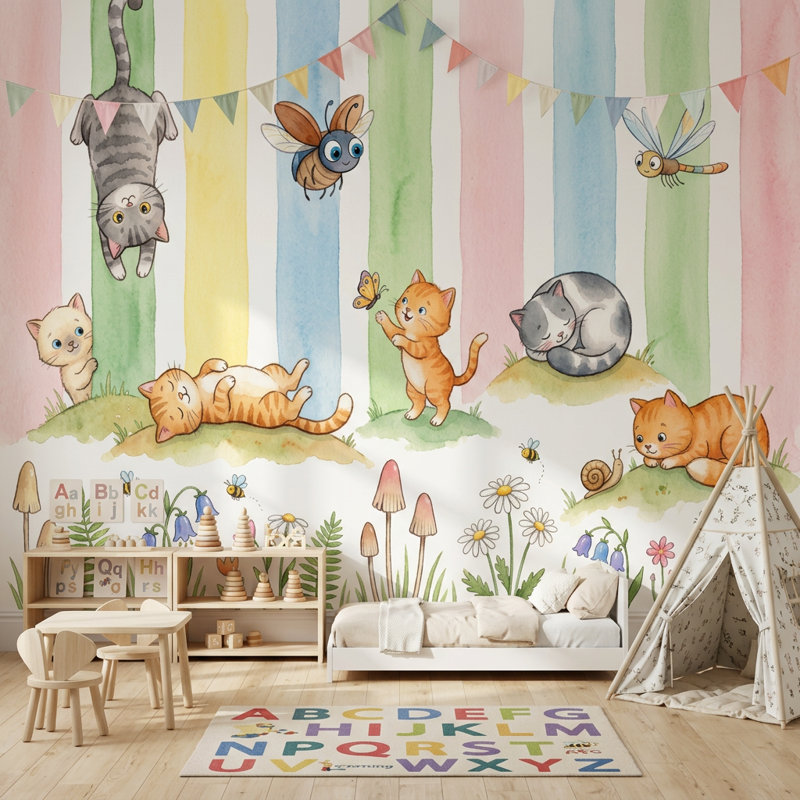 Papier peint botanique Meadow Flowers, 160 po x 108 po, Peler et coller