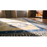 Antique Peking Chinese Geometric Ivory Beige Cream White 1900s Rug