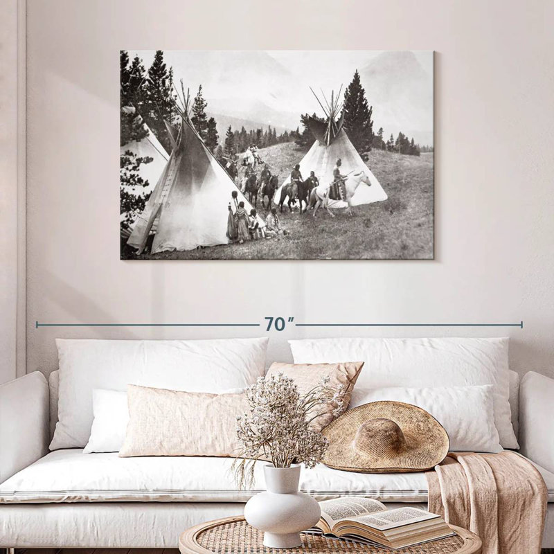 Native American Teepee Camp Montana, 30" H x 45" W