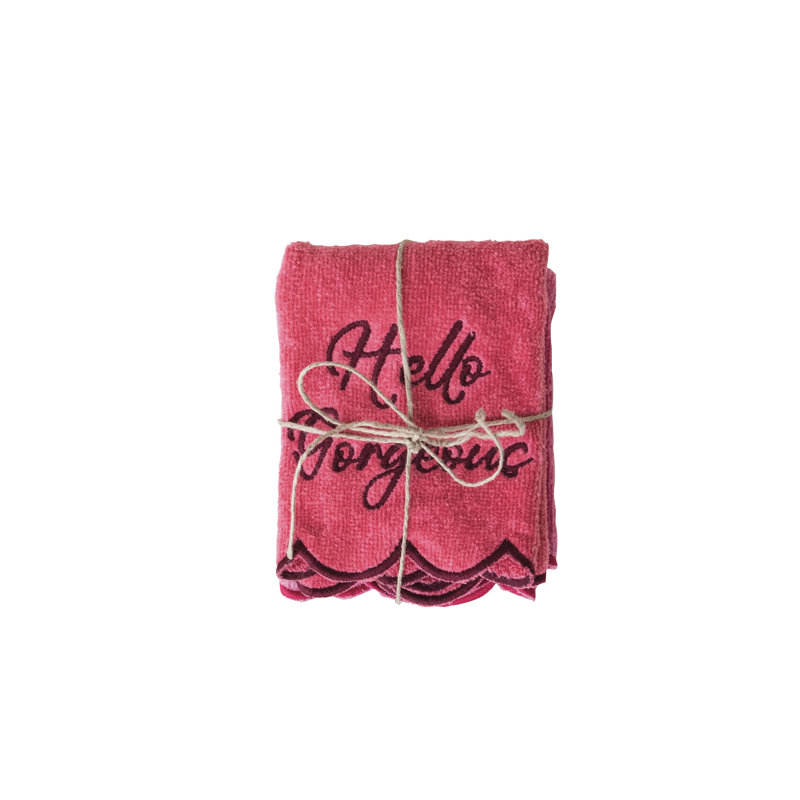 Embroidered Sayings Cotton Bath Towel Set