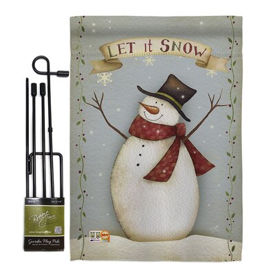 Let It Snow Happy Snowman Winter Christmas Impressions 2-Sided Polyester 19 x 13 in. Garden Flag -  Breeze Decor, BD-XM-GS-114175-IP-BO-D-US18-SB