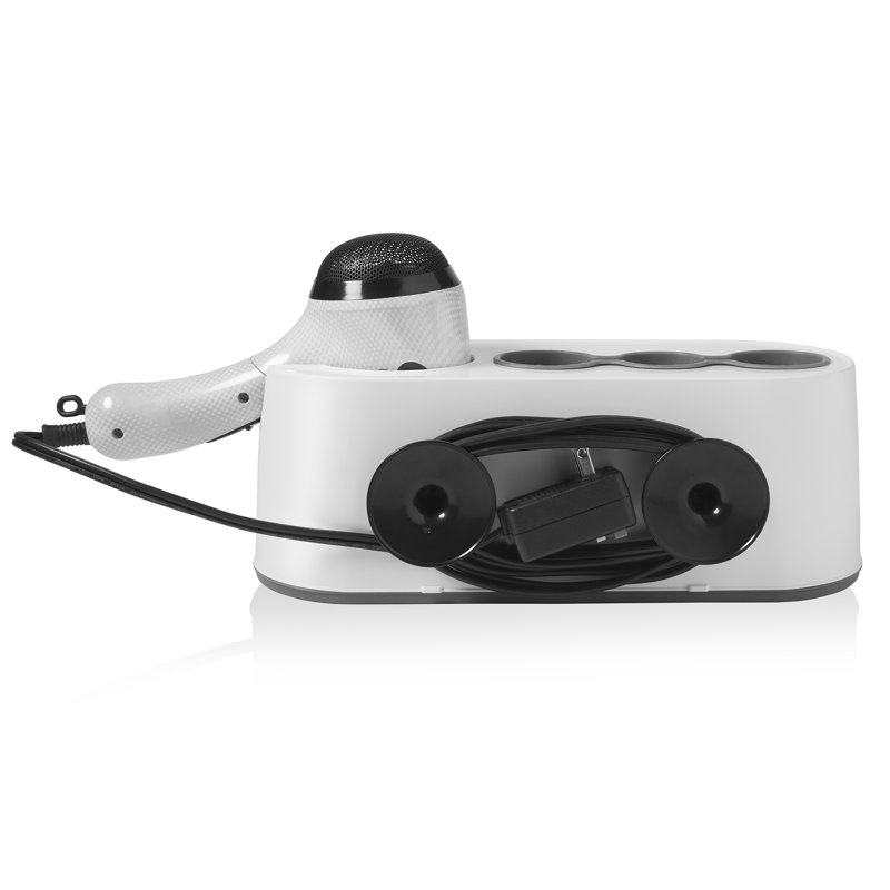 White Wall Mount Hair Dryer and Tool Organizer