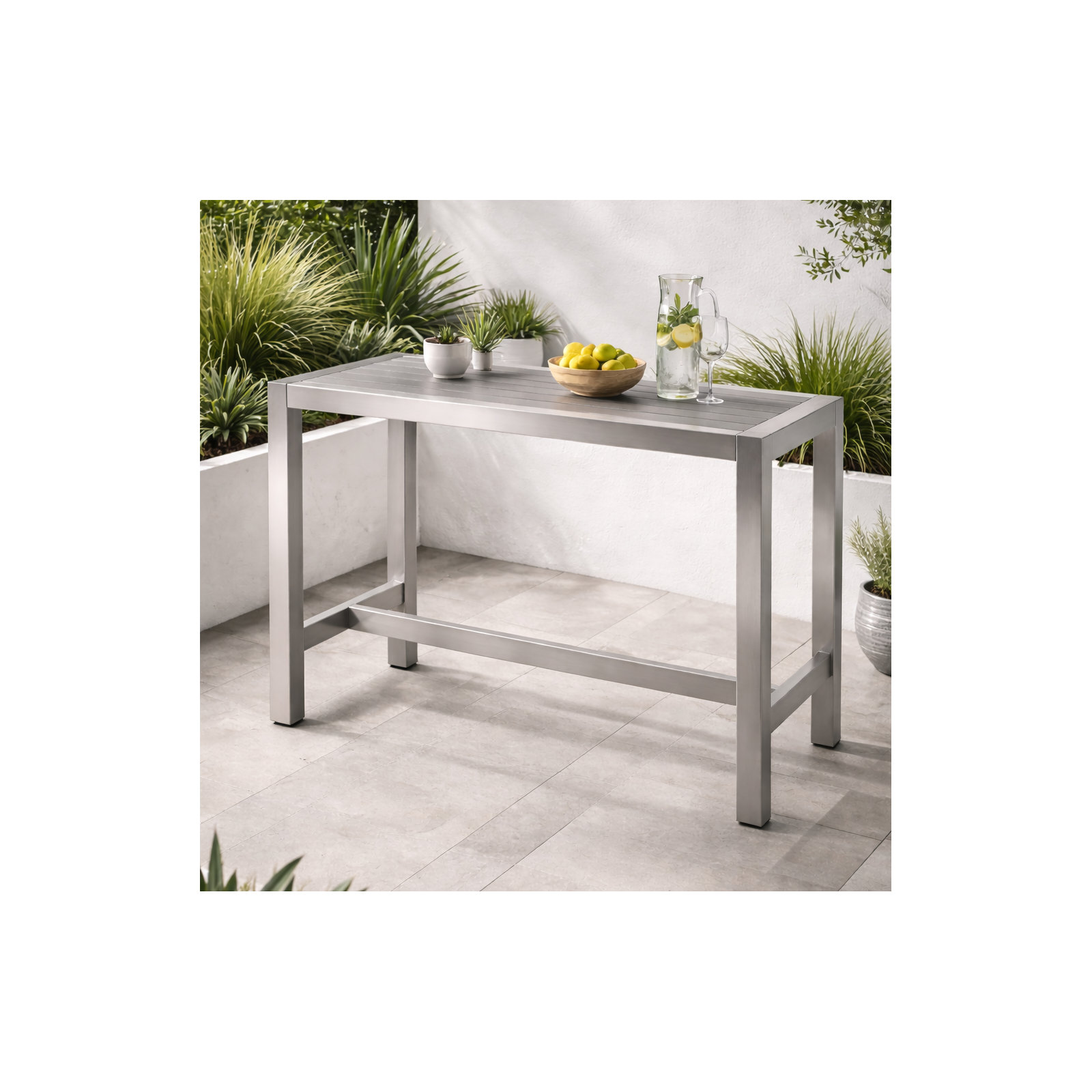 Ackland Bar Height Dining Table, Gray/Silver