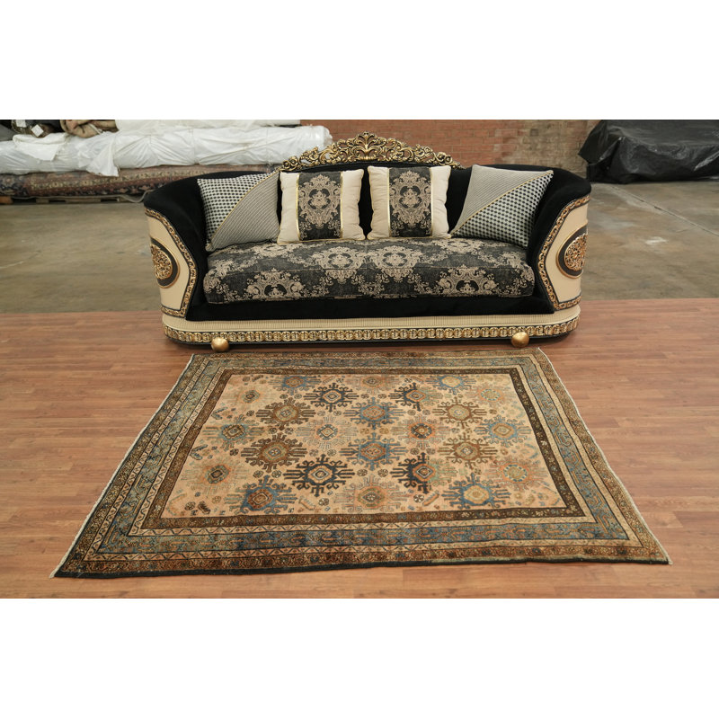 Tapis géométrique en laine pré-1900 5 x 6