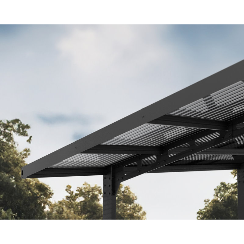Palram - Canopia Sydney 10 Ft. x 19 Ft. x 9 Ft. Wing Wave Single Carport Aluminum Metal Frame and Polycarbonate Panels for Outdoor Car, Truck, RV, Trailer, Boat Storage Black/Solar Gray