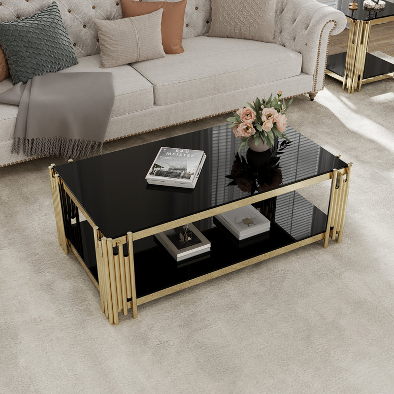 Glass Top Coffee Table, Black