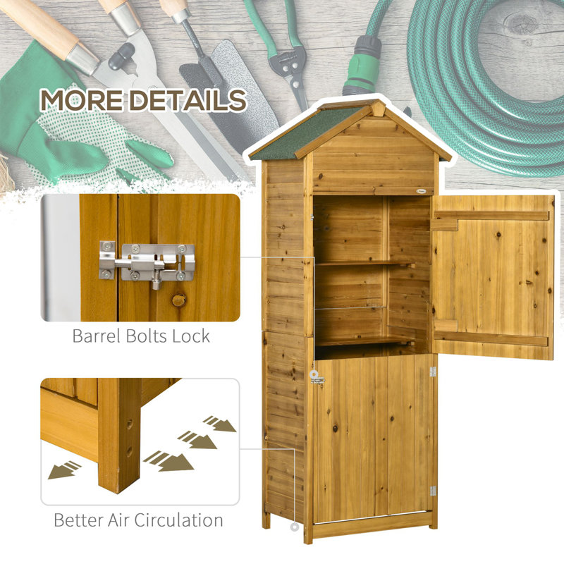 Pyrogi 2 ft. W x 1 ft. D Solid Wood Tongue & Groove Apex Tool Shed