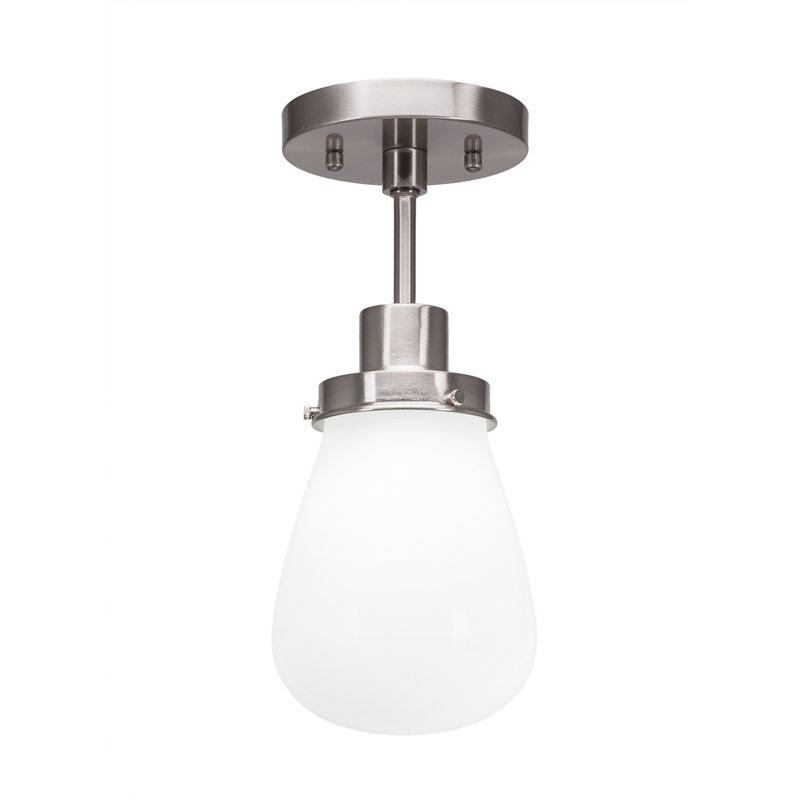 1 lumière semi-encastrée Elwell avec verre de 5 po, Nickel brossé, Blanc