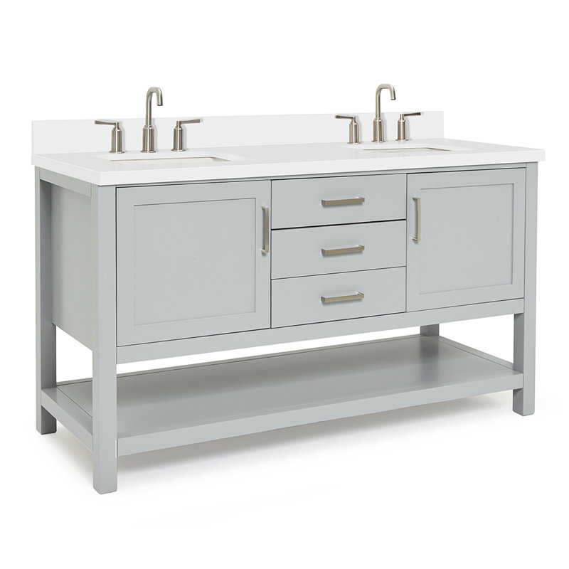Ensemble de meuble-lavabo double 61 po Abby, Gris