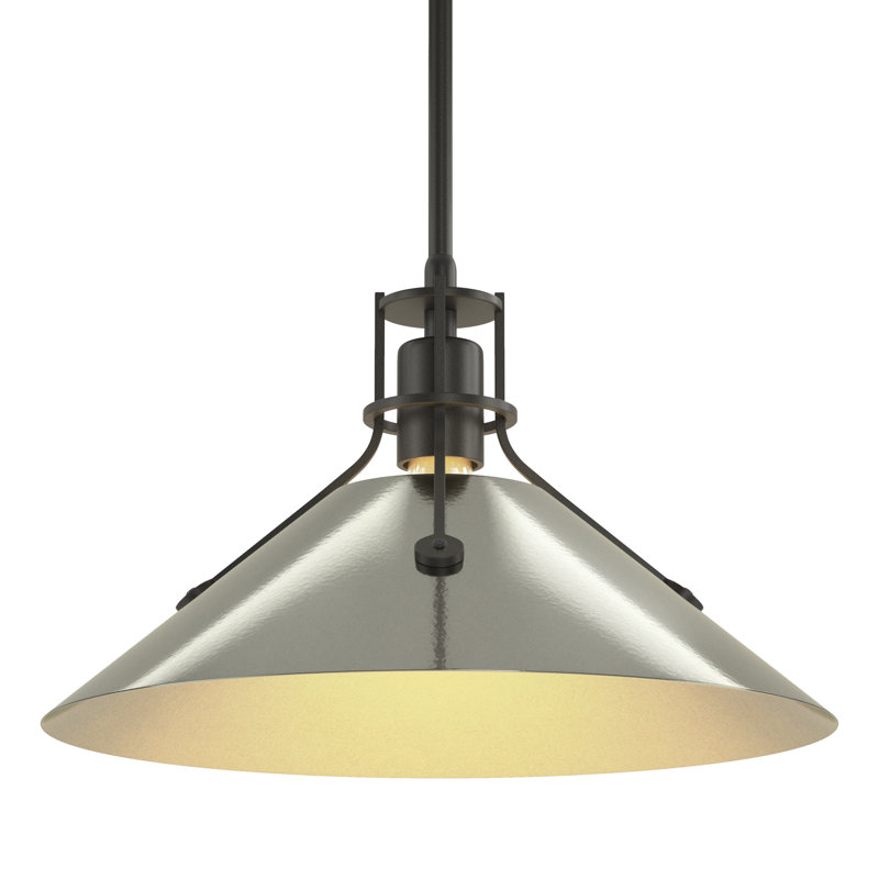 Luminaire suspendu conique à 1 lumière Henry, H 56,3 po x l 14,4 po x P 14,4 po, Givré, Fer naturel