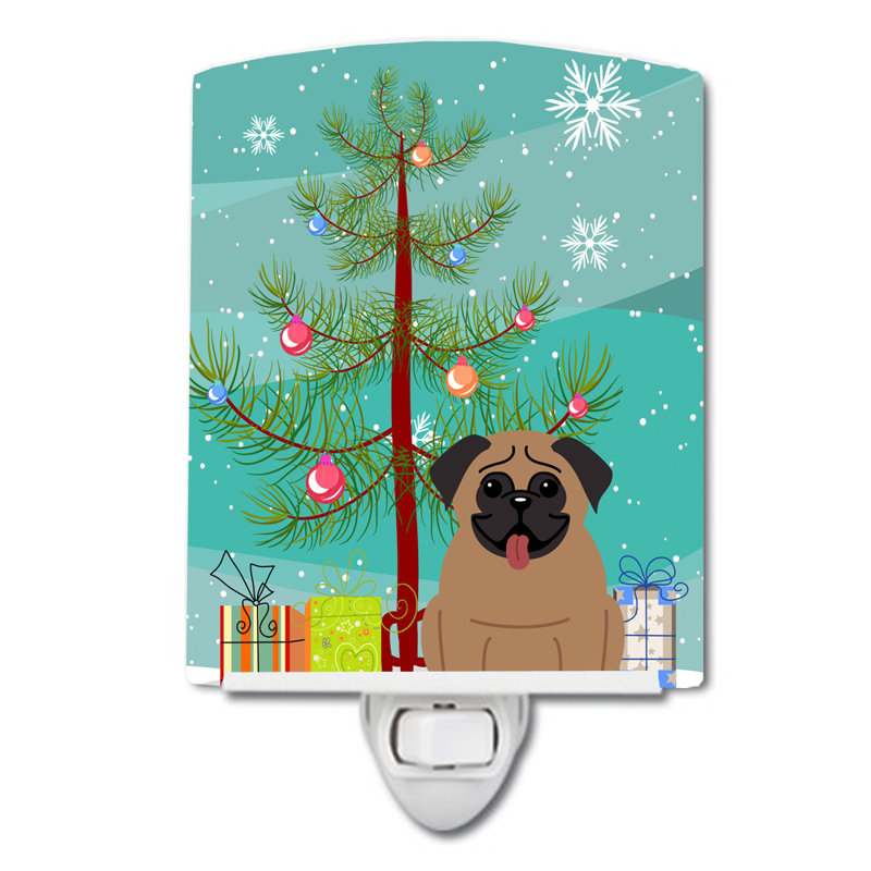 Éclairage de nuit en céramique et arbre de noël beagle, Carlin brun