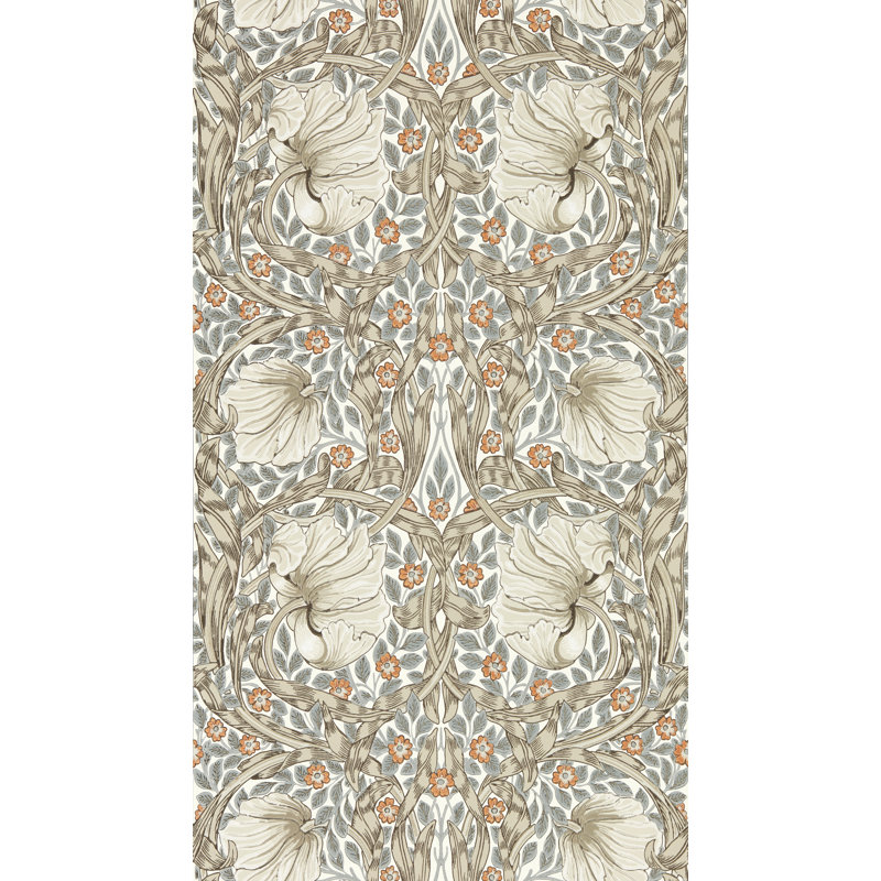 3' L x 2' W Wallpaper Roll, Linen/Coral, Paper