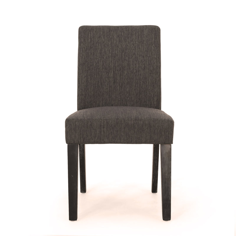 Chaises de salle à manger rembourrées Lira, Noir, Tissu gris anthracite