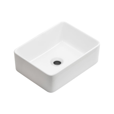 Lavabo de salle de bain rectangulaire de 16 po x 12 po, lavabo au-dessus du comptoir en céramique blanche, petit évier moderne avec installation facile