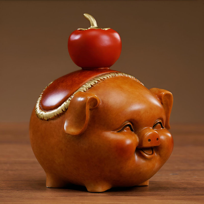 Figurine de cochon en laiton Prosperity - détails complexes et finition riche