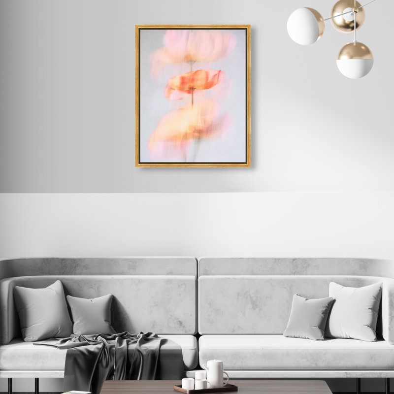 Glitchy Bloom Print by Oliver Gal, 17"H x 21"W, Gold Floater Frame