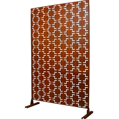Paravent d'extérieur 76 po x 48 po - Métal rouge rouille, pour patio, balcon, pelouse, détails élégants H 76 po, écrans rouges, pelouse, jardin, patio par mauvais temps
