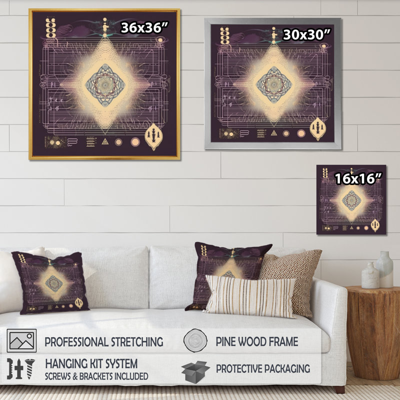" Spirit Invocation Vintage Mandala ", White Single Picture Framed, 16" H x 16" W x 1" D