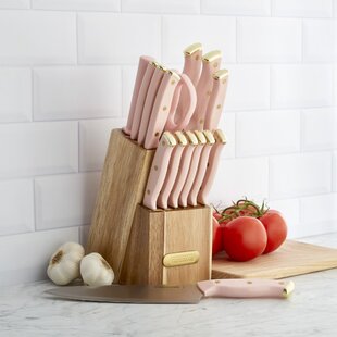 Pink)Colorful 6 Piece Knife Set Stainless Steel Practical Kitchen Knife Set