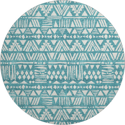 Premium Machine Washable Prisco Teal Rug