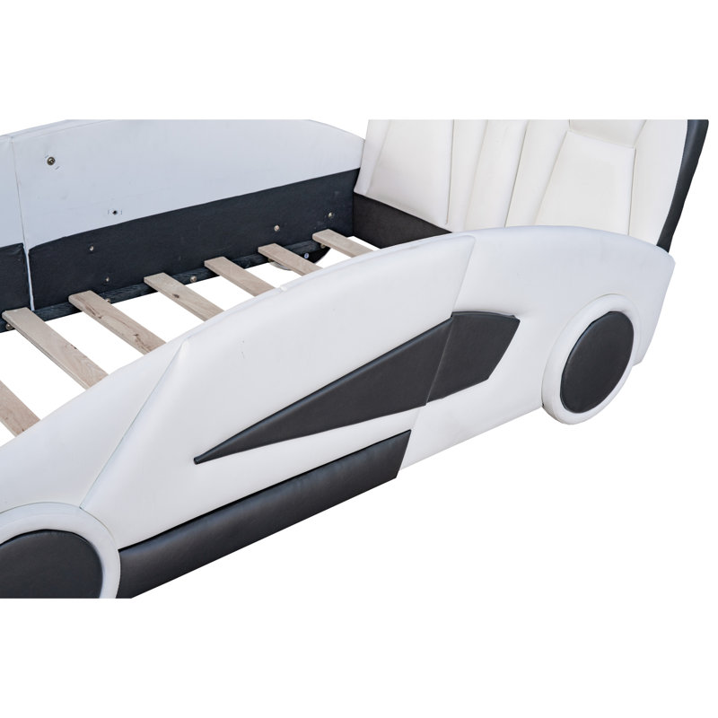 Lit plateforme simple avec roulettes, Blanc