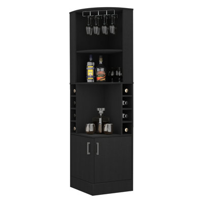 8 armoires de bar à 2 tablettes, noir, accessoire de style contemporain