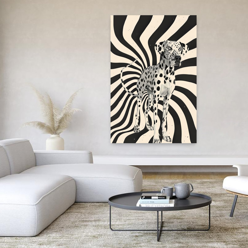 Art hypnotique dalmatien abstrait contemporain, H 60 po x l 40 po