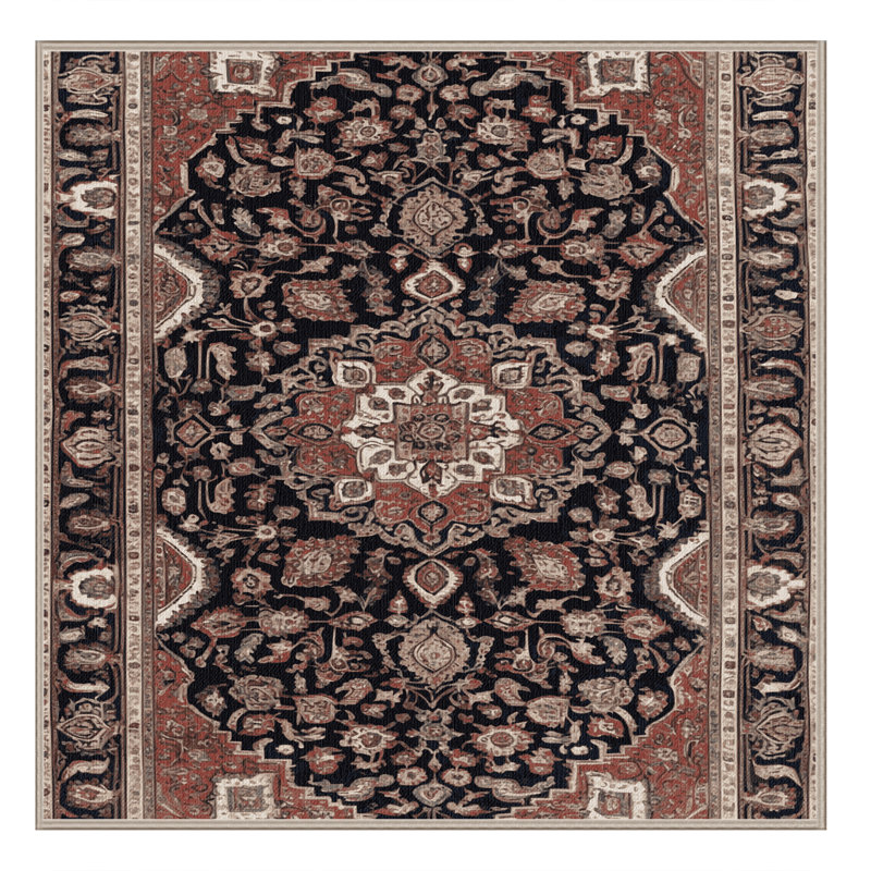 Machine Washable Persian Brown Area Rug, Square 8'