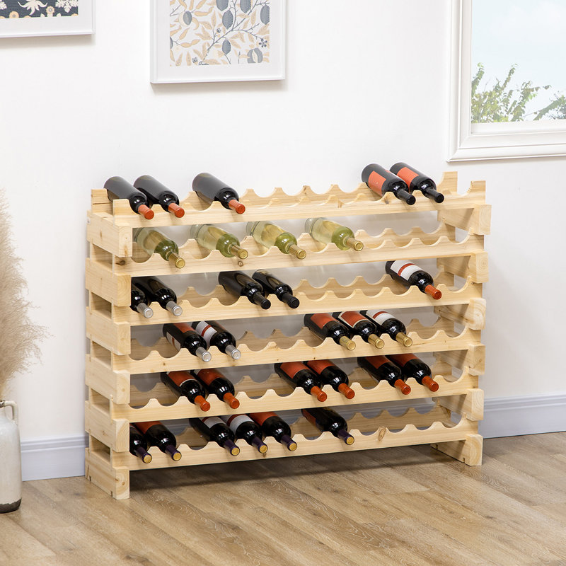Stackable Wine Rack, Modular Storage Shelves, 72-Bottle Holder, Freestanding Display Rack For Kitchen, Pantry, Cellar, Natural