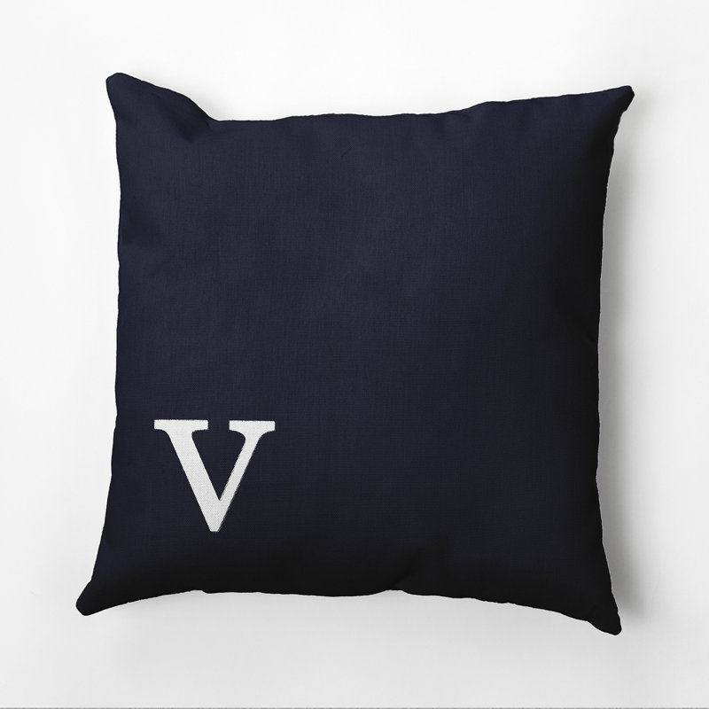 Housse et insert d'oreiller carré, H 18 po x l 18 po x P 2 po, Bleu marine et blanc, V