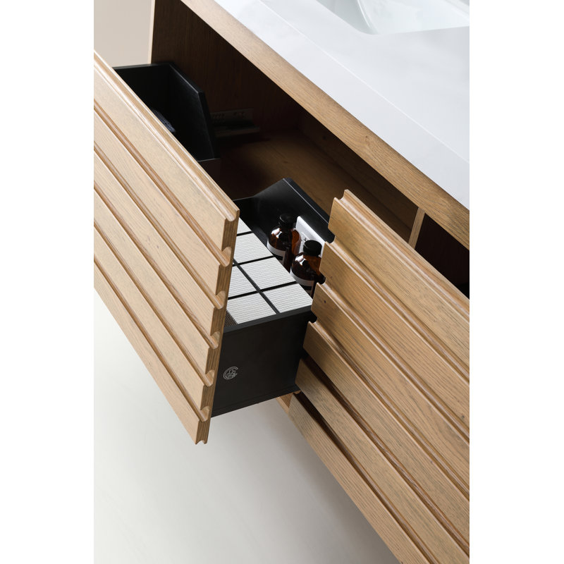 Matera 72" W Double Vanity, Pecan Oak, White