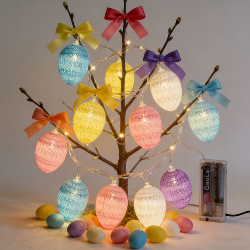 Guirlande de lumières de Pâques à DEL avec motifs en forme d'œuf et lumières décoratives colorées parfaites pour créer une atmosphère festive