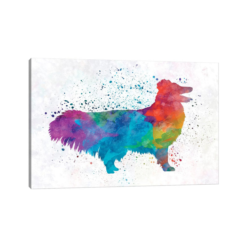 Shetland Seepdog In Watercolour by Paul Rommer - Wrapped Canvas Painting, 20.32cm H x 30.48cm W x 1.91cm D