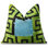 Greek Key Velvet Pillow In Green & Blue – Handmade 24X24 Inch Square